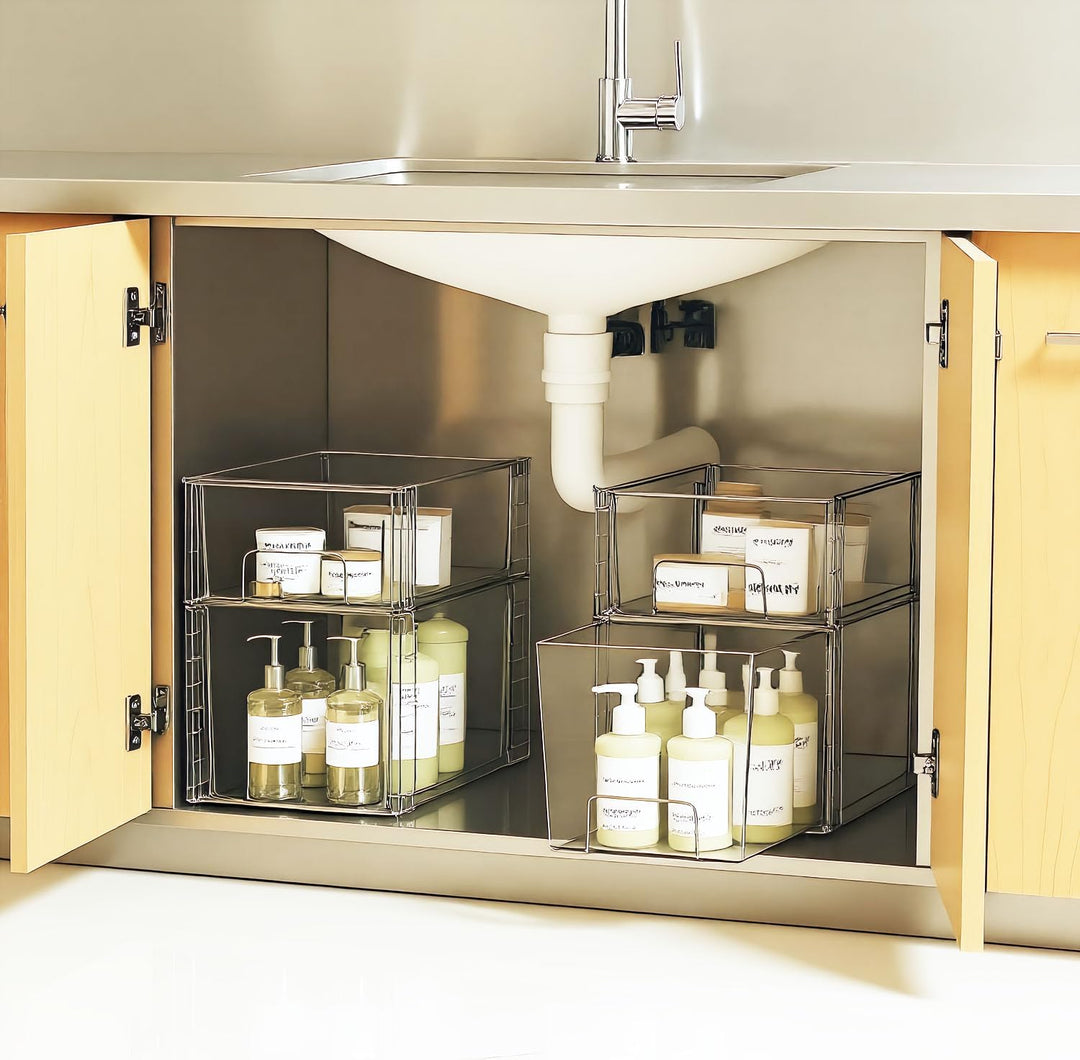 4er Set Stapelbare Aufbewahrungsschubladen, Hochfeste Klare Acryl Organizer mit Griffen Leicht Monti