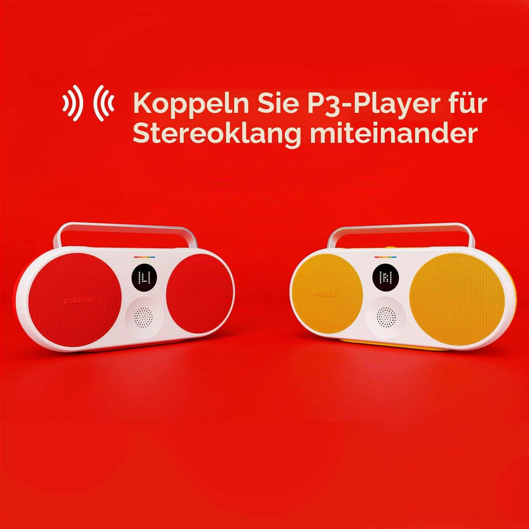 Polaroid P3 Music Player (Red) - Retro-Futuristic Boombox Wireless Bluetooth Speaker Rechargeable wi