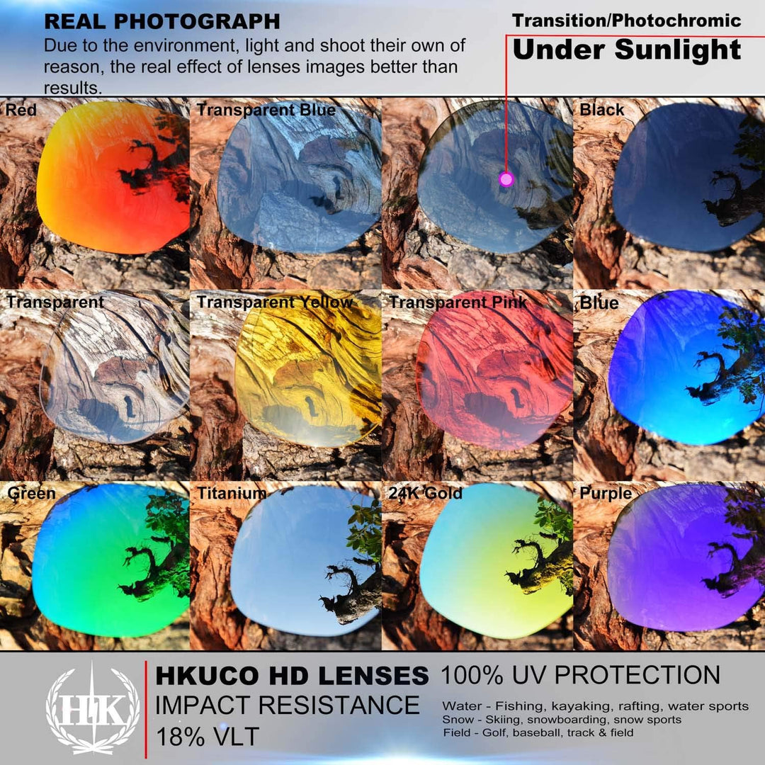 HKUCO Mens Replacement Lenses For Oakley Pit Bull Sunglasses Red/Blue/Black/Emerald Green, Red/Blue/