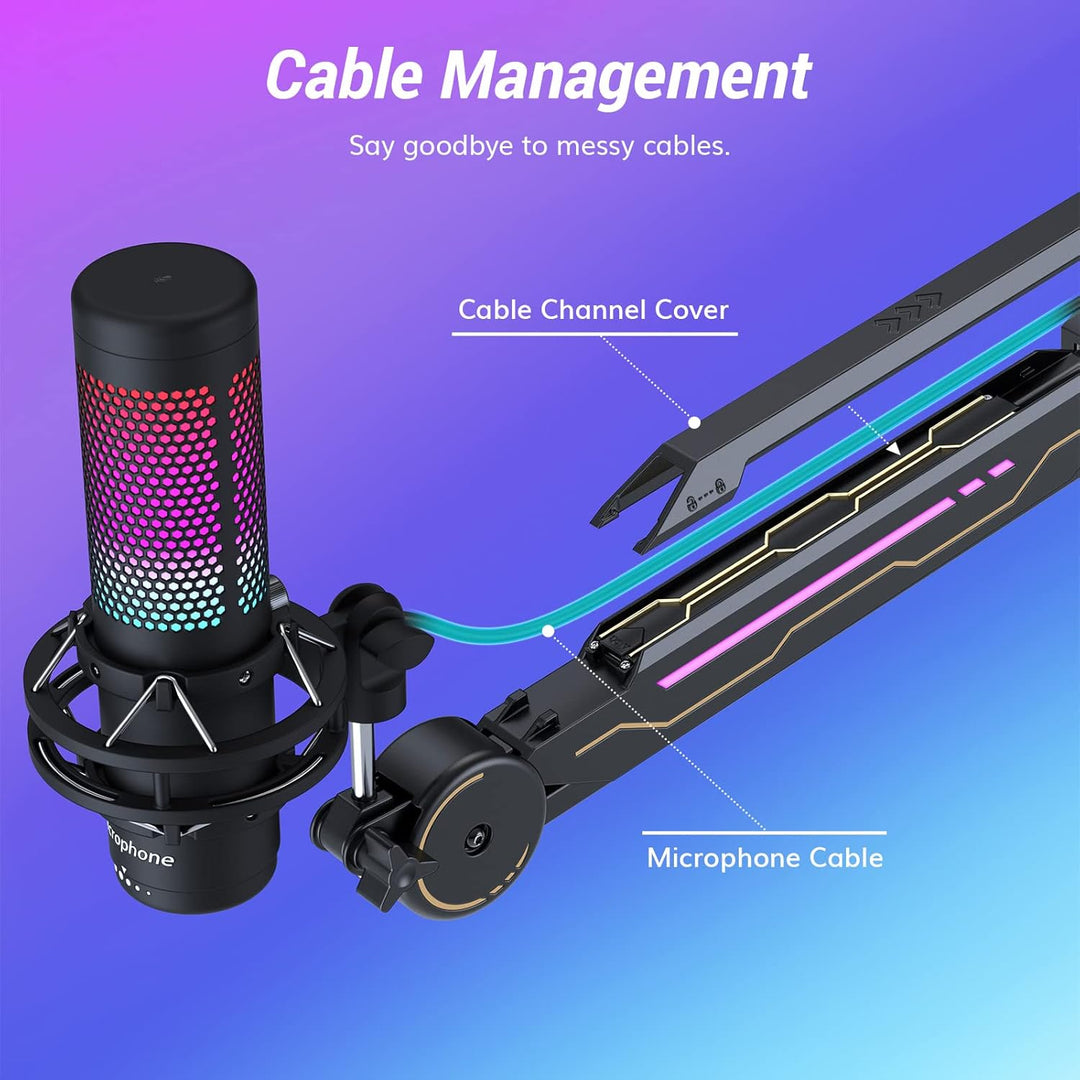 Gaming Mikrofon Arm mit RGB Licht TONOR Mikrofonarm Leuchten Touch verstellbar, Mikrofonhalter mit 1