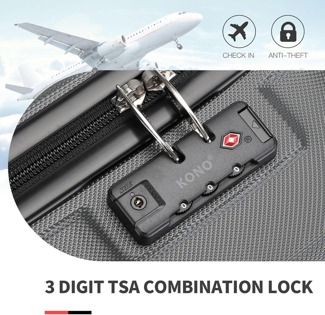 KONO Koffer Trolley Hartschale Handgepäck Zwillingsrollen Leichtgewicht ABS Kabinentrolley Reisekoff