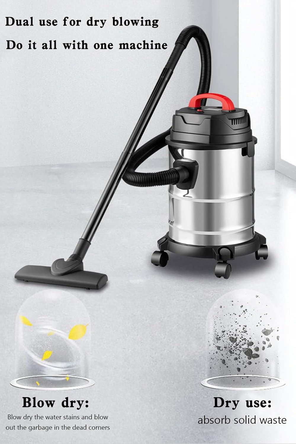 Allzwecksauger 1800W mit 18L Edelstahlbehälter Nass und Trockensauger für Teppich & Hartböden, leist