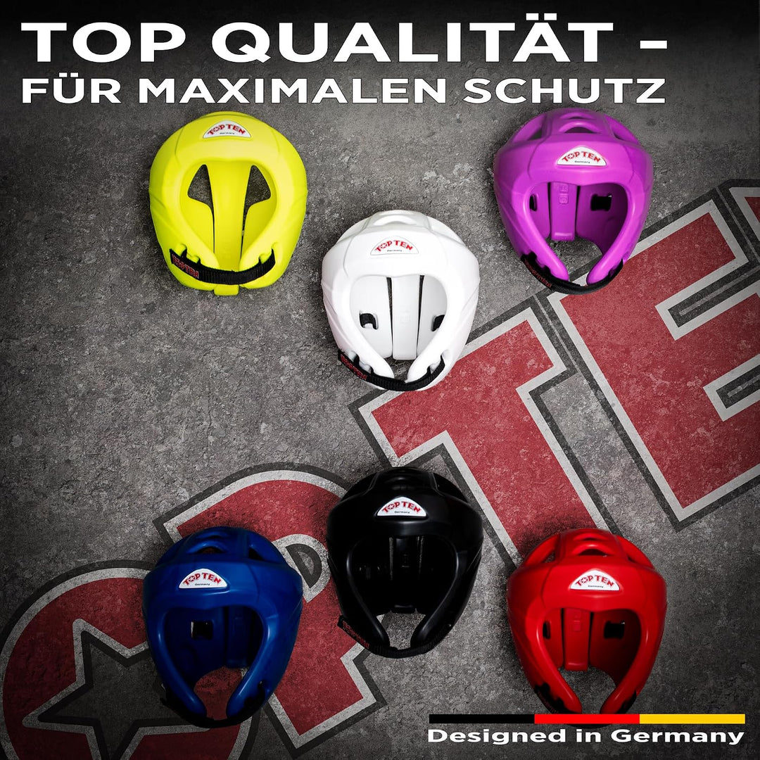 TOP TEN Kopfschutz Avantgarde |WAKO Approved | ITF Approved | Kickboxen | TKD Weiss S, Weiss S