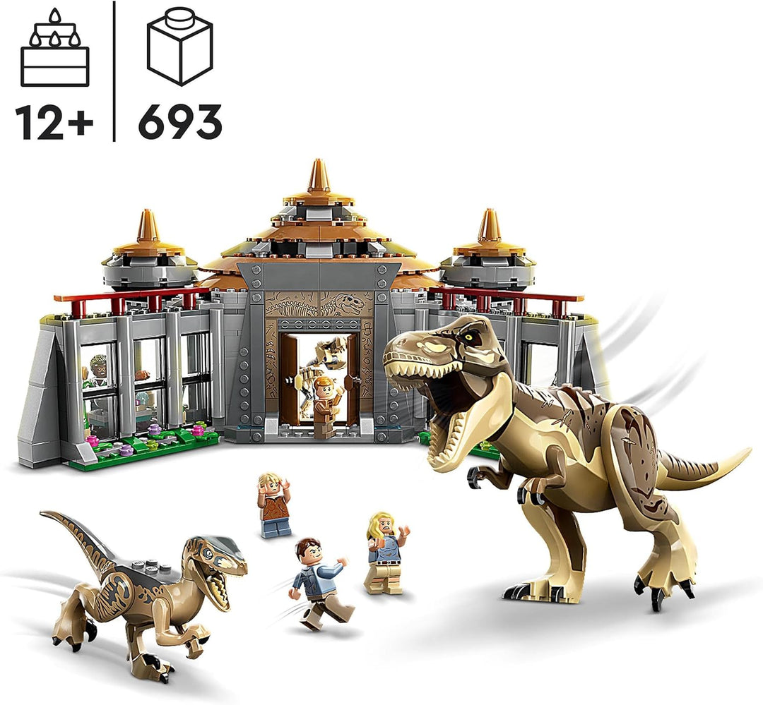 LEGO 76961 Jurassic Park Angriff des T. rex und des Raptors aufs Besucherzentrum, Dinosaurier Spielz