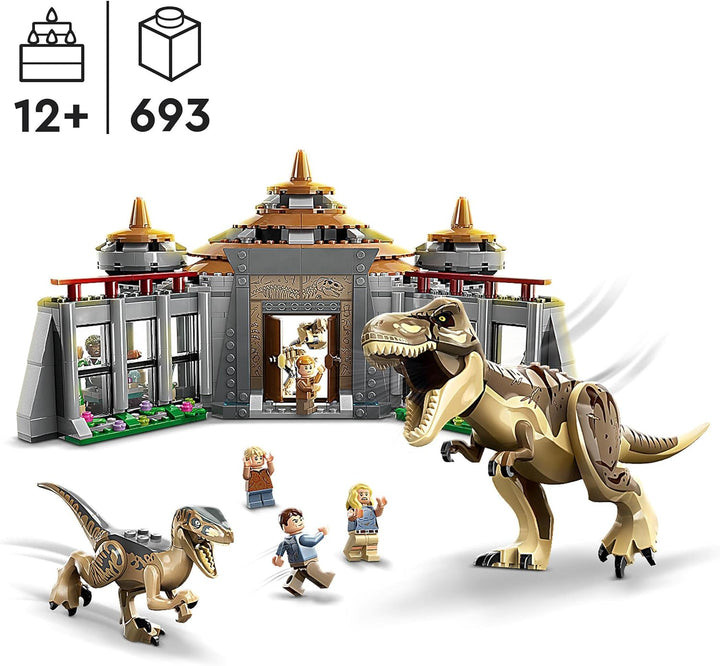 LEGO 76961 Jurassic Park Angriff des T. rex und des Raptors aufs Besucherzentrum, Dinosaurier Spielz