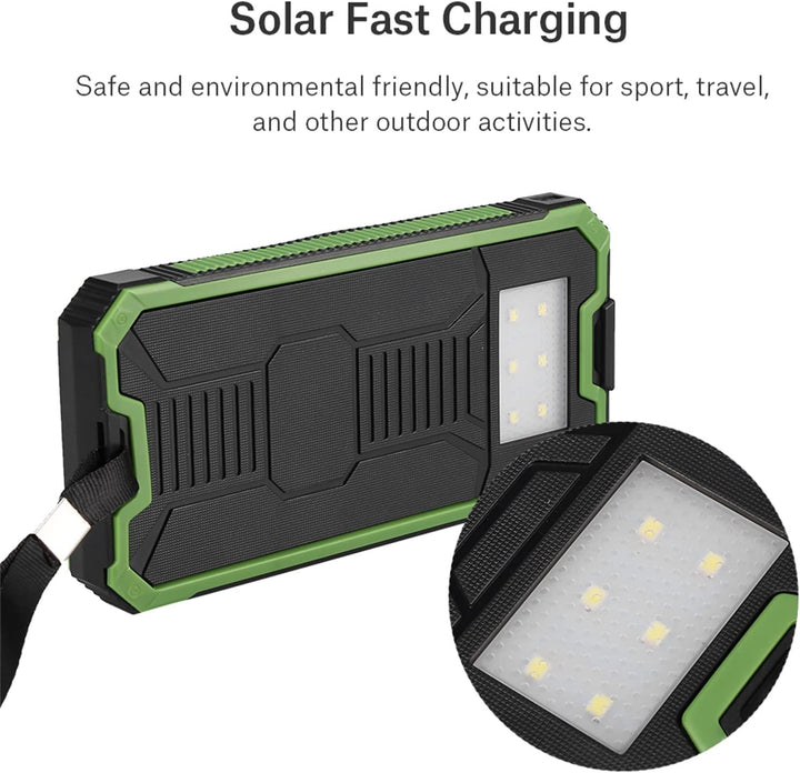 Solarladegerät Power Bank, 20000mAh Schnelles Aufladen Tragbar Doppeltes USB Solar Mobile Power Bank
