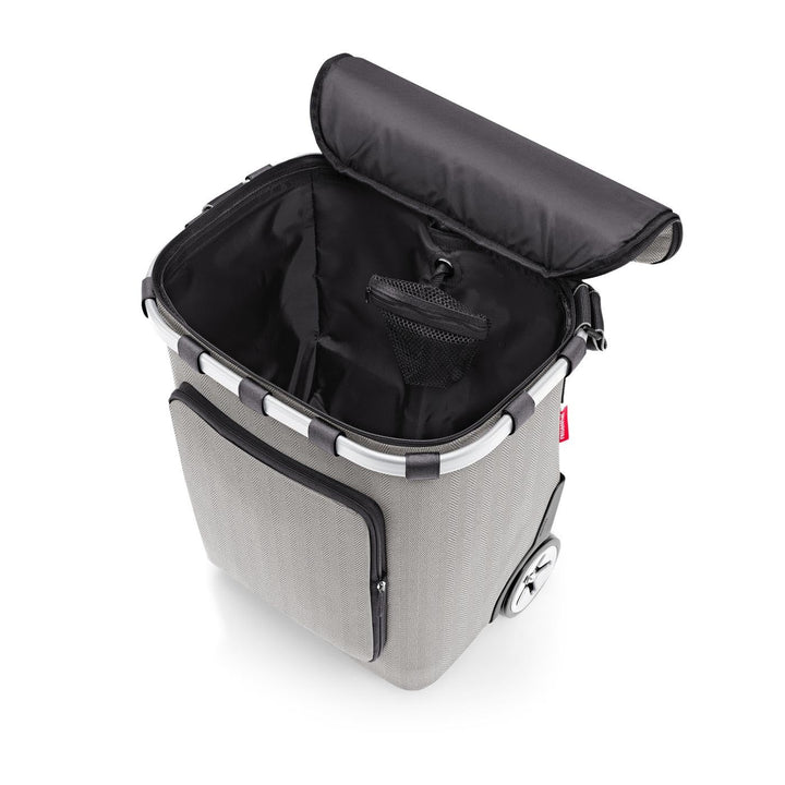 reisenthel carrycruiser Plus in Herringbone Grey – Tragbarer Einkaufstrolley mit Kühlfach, Schulterg
