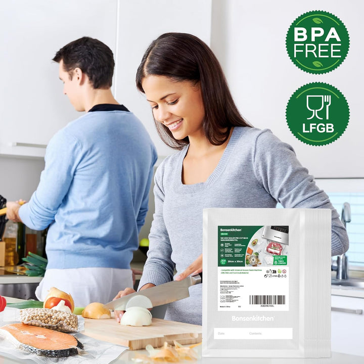 Bonsenkitchen Vakuumierbeutel 200 Beutel 20x30 cm, Profi-Folienbeutel für alle Vakuumiergerät, vakuu