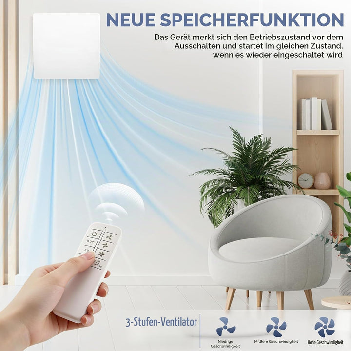 Badlüfter mit Nachlauf 100mm, Leiser und Leistungsstarker Abluftventilator mit 2 Richtungen Ventilat