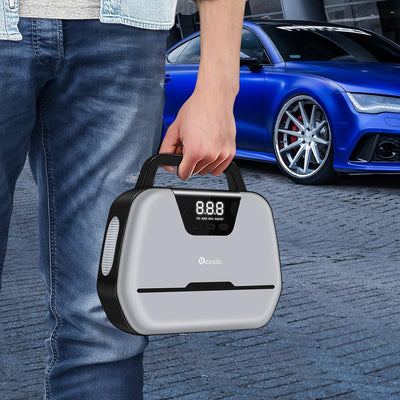 Reesibi Kompressor 12v 230v, Autoreifen Kompressor 230v mit digitaler Anzeige, LED-Arbeitslicht und