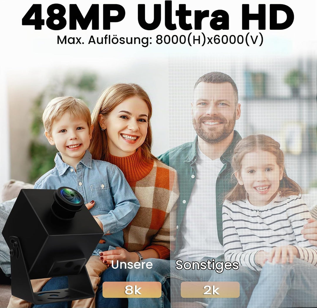 ELP 8K USB Kamera 48MP 6000P Ultra HD USB Webcam mit 200 Grad Weitwinkel Fischaugenobjektiv PC Compu