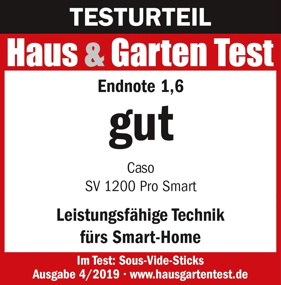 CASO SV 1200 Pro Smart - Sous Vide Garer - Präzise Temperaturregelung bis 90 °C in 0,5°C Schritten,