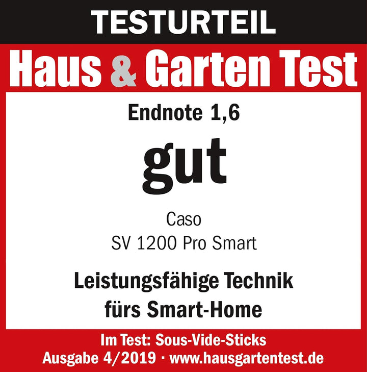 CASO SV 1200 Pro Smart - Sous Vide Garer - Präzise Temperaturregelung bis 90 °C in 0,5°C Schritten,