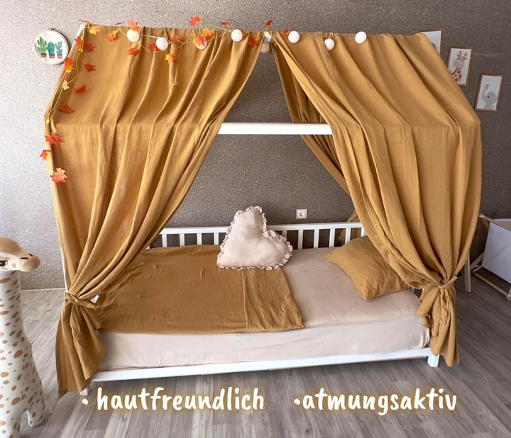 Baby Fancyroom extra breiter Betthimmel für Kinderbett Hausbett Himmel Vorhang Baldachin 100% Baumwo
