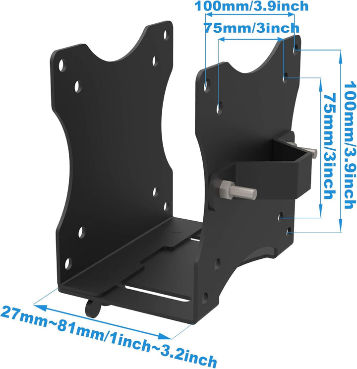 HFTEK - Multifunktioneller Halter für Mini-PC, Montage an Monitorständer oder VESA 75x75 / 100x100,