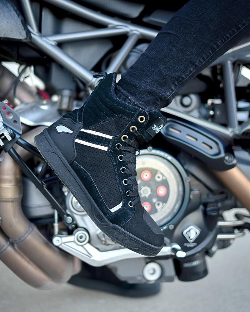 BORLENI Motorradschuhe Herren Sommer Motorradstiefel Männer lässige atmungsaktive Leder Motorrad Sne