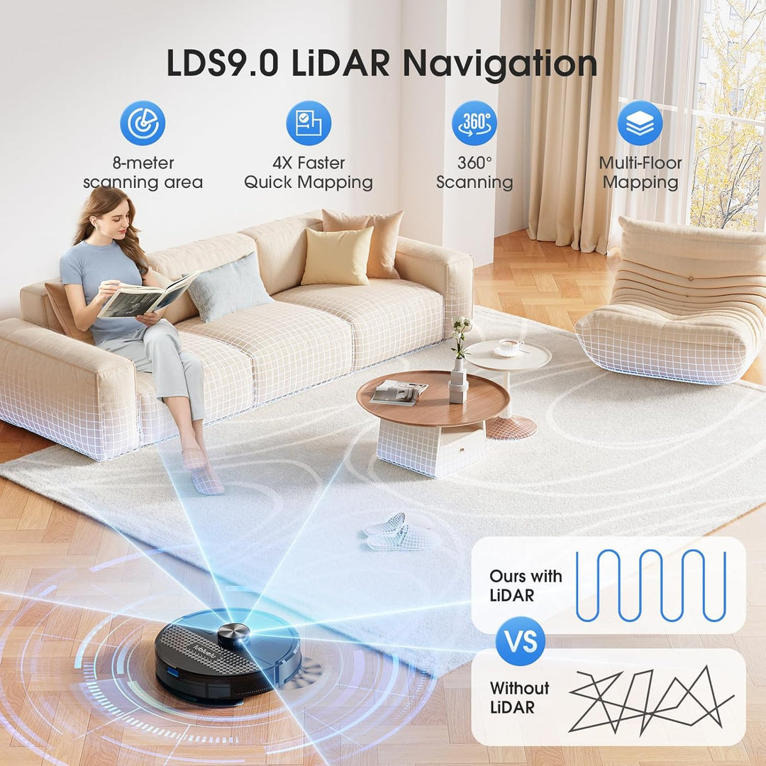 Lubluelu Saugroboter mit Wischfunktion 3-1, 5000Pa Staubsauger Roboter mit Lasernavigation, 54 dB Ro