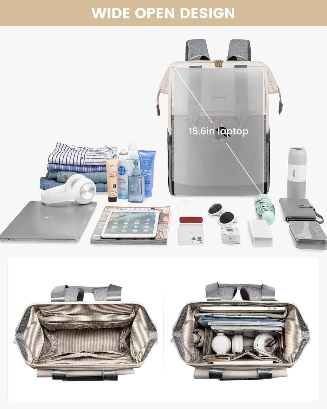 LOVEVOOK Rucksack Damen klein, Taagesrucksäcke Handtasche 2 in 1, Laptop Schulrucksack Wasserdicht,