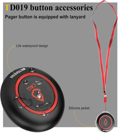 Retekess TD136 Pager System, Drahtloses Rufsystem, Wasserdicht, 550 mAh Akku für Restaurant, Bar, Kr