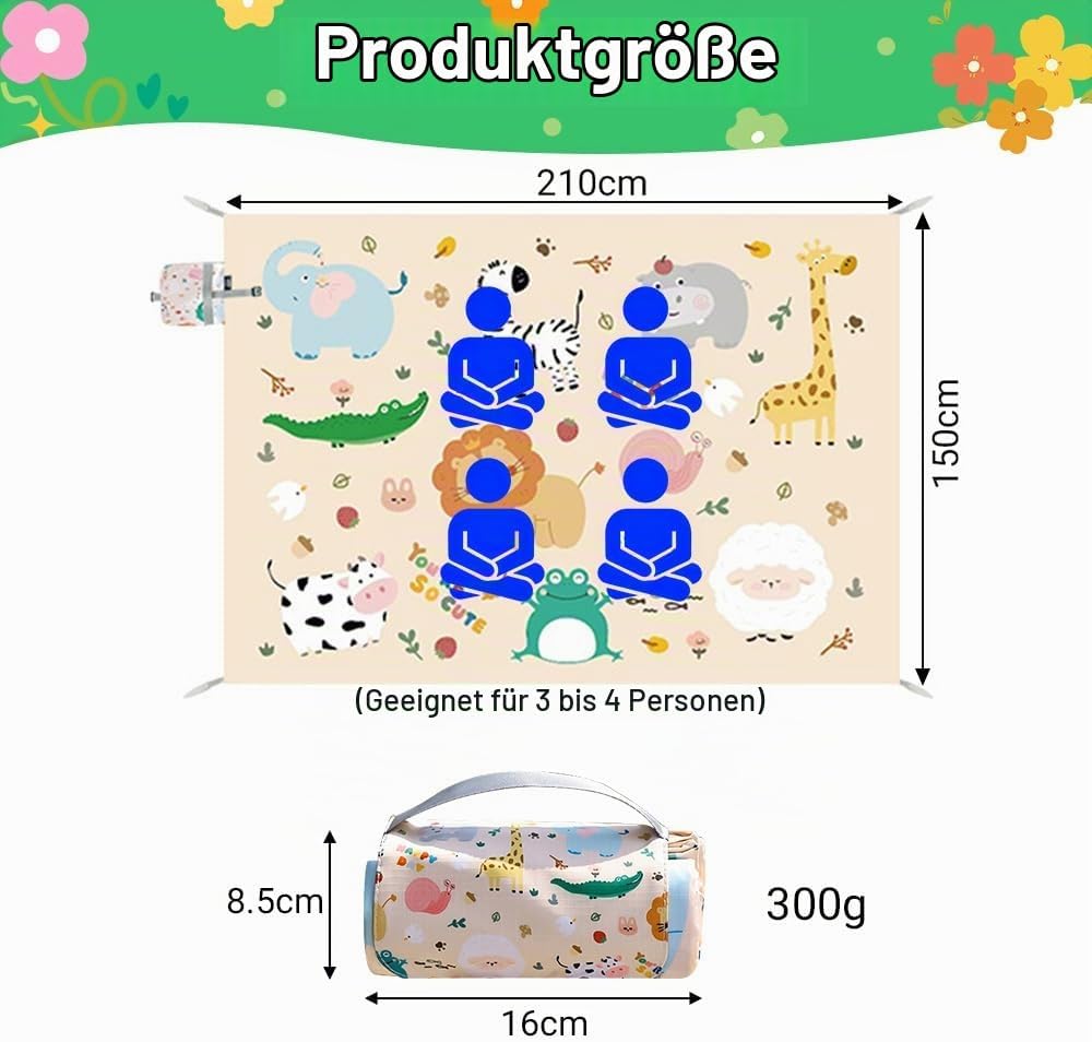 Picknickdecke wasserdicht, 150 x 210 cm Mini picknickdecke, Wasserdicht und schmutzabweisend, Ultral