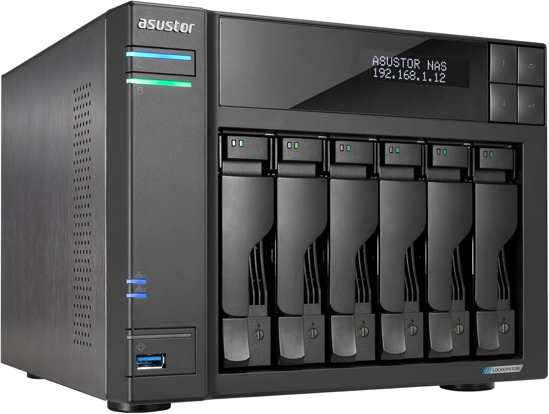 Asustor Lockerstor 6 Gen2+ AS6706T v2 6 Bay NAS Storage, Intel Quad-Core 2.0GHz CPU, Dual 5GbE Ports