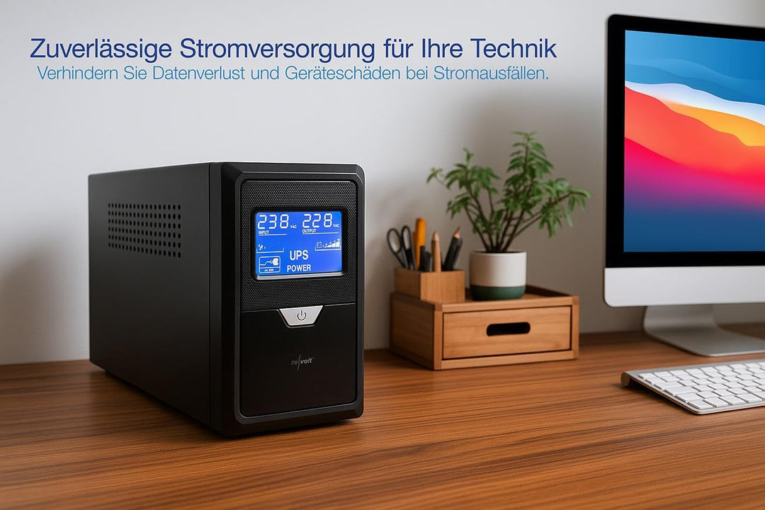 revolt USV-Akku: Unterbrechungsfreie Stromversorgung 800 VA, 480 W, 2X 230-V-Ausgang (Steckdosenleis