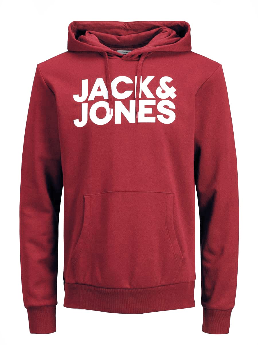 JACK & JONES Male Kapuzenpullover Logo Kapuzenpullover M Rio Red/Print White, M Rio Red/Print White