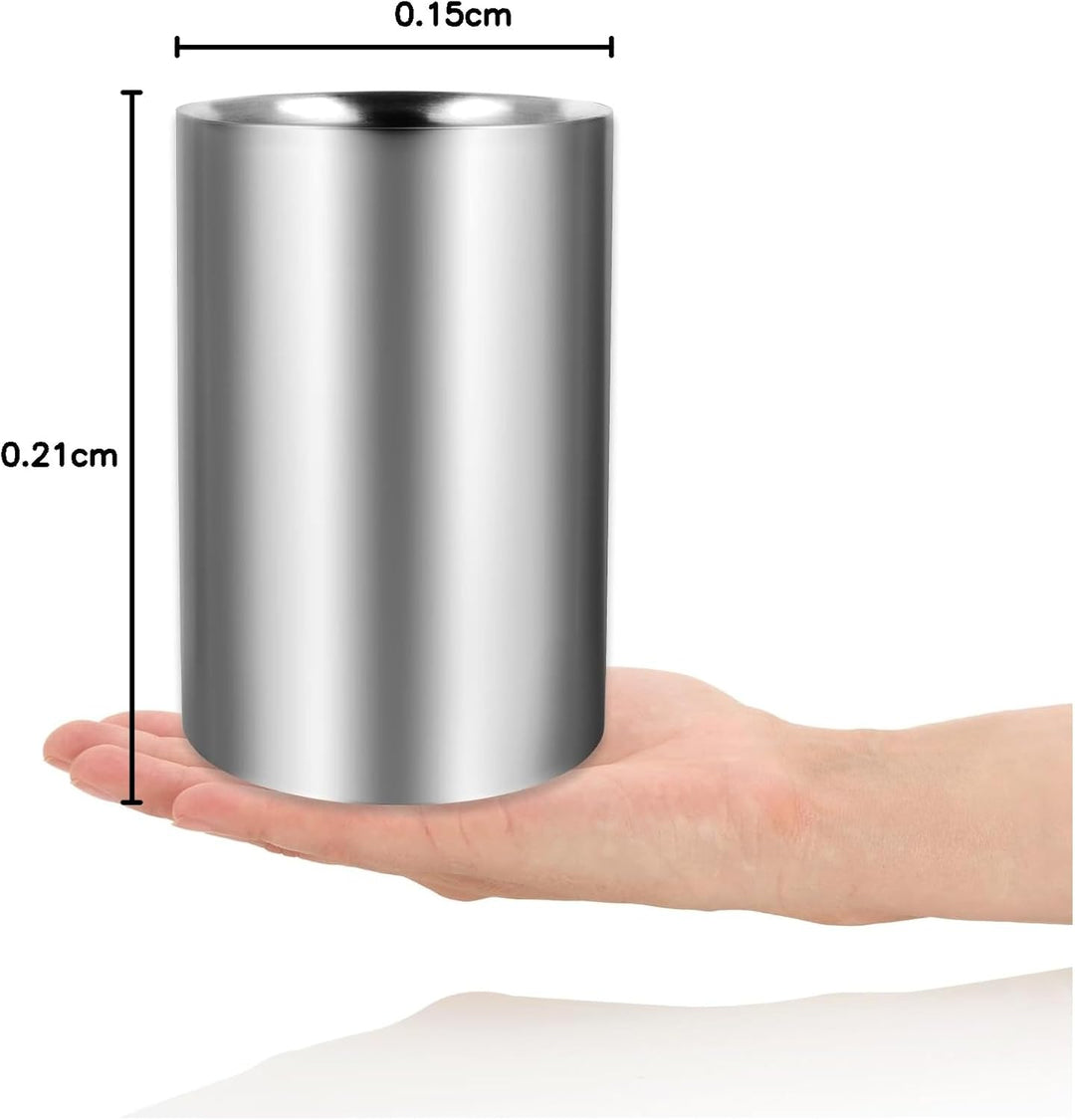 com-four® 2x Flaschenkühler - Sektkühler in matt - Eiswürfelkübel aus Edelstahl - doppelwandiger Wei