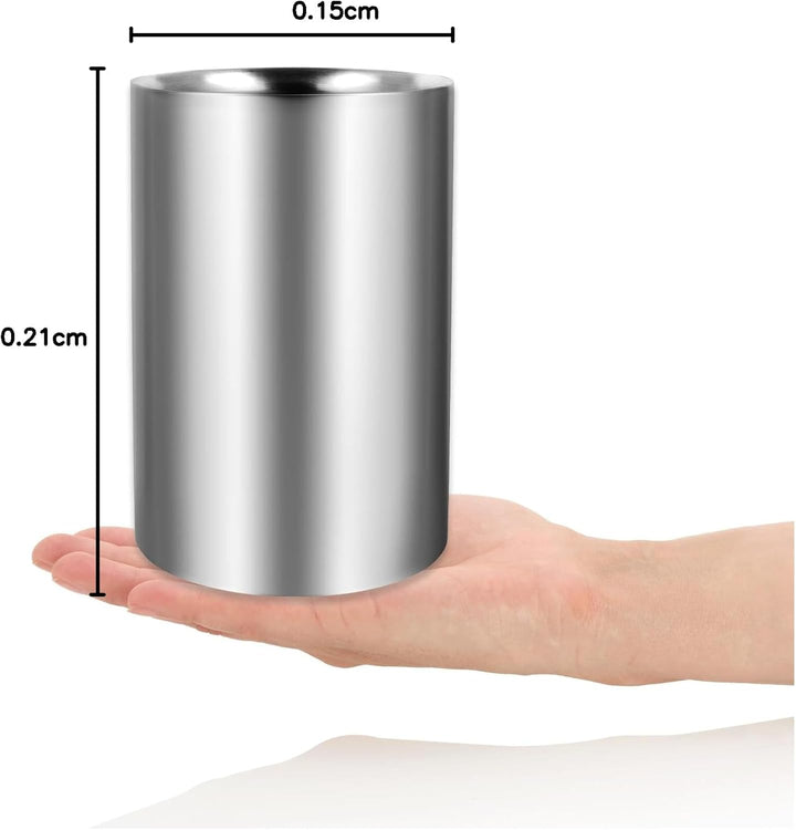 com-four® 2x Flaschenkühler - Sektkühler in matt - Eiswürfelkübel aus Edelstahl - doppelwandiger Wei