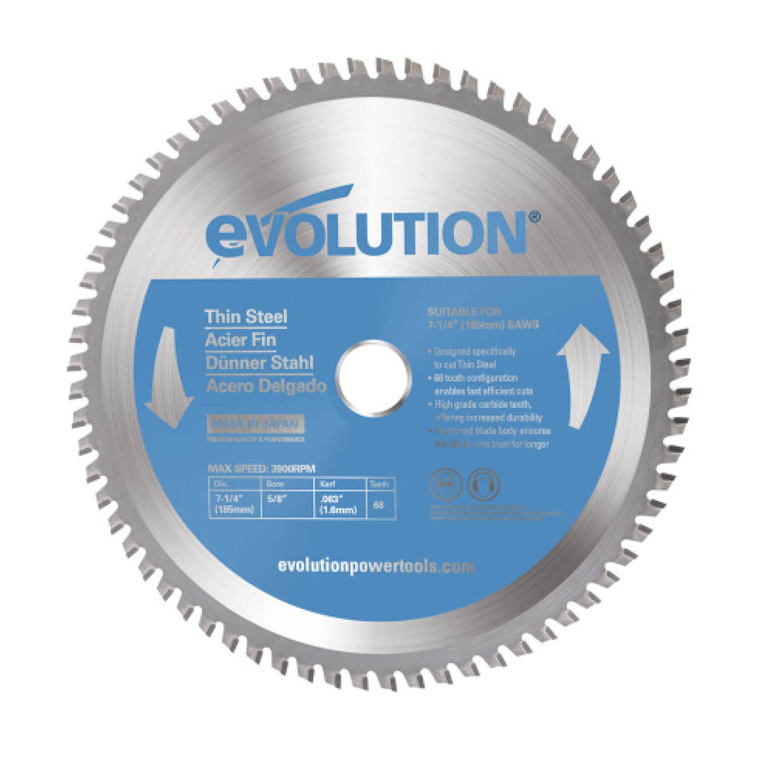 Evolution T185TCT-68CS - 185 mm Sägeblatt zum Schneiden von Dünnstahl - Metall-Sägeblatt mit 68 Zähn