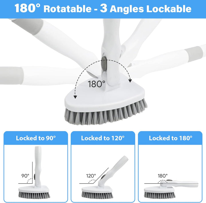 3 in 1 Schrubber mit Stiel, Scrubber Dusche Reinigungsbürste 130.81CM Abnehmbarer Langer Griff steif