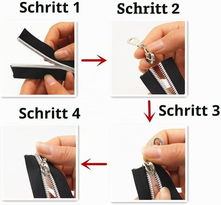 YaHoGa 9 m Altsilber endlos Reissverschluss Meterware Schwarze Reissverschluss 6mm-Spirale + 25 Nonl