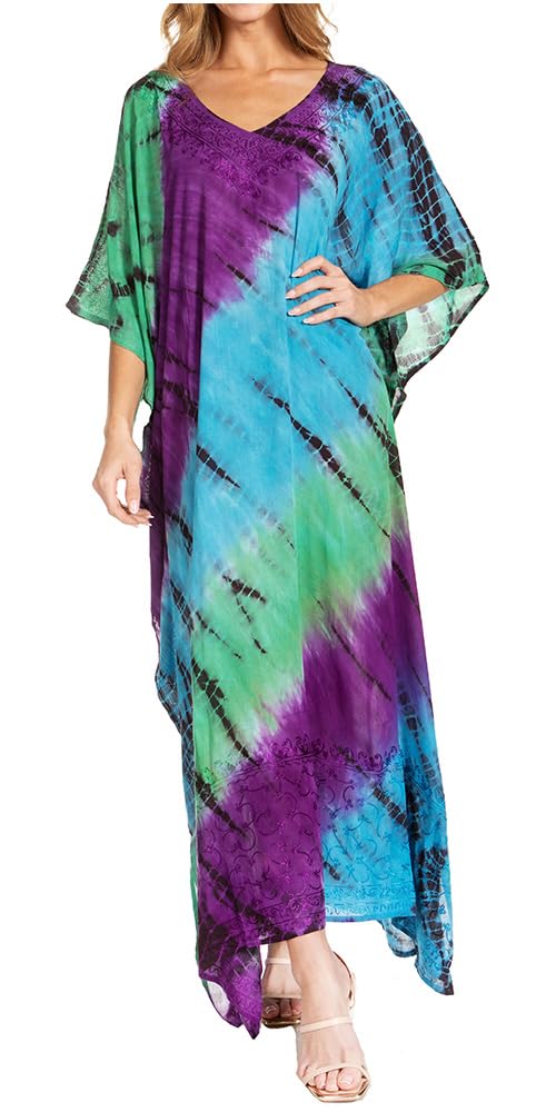 Sakkas Catia Damen Boho Lässig Lang Maxi Caftan Kleid Kaftan Vertuschung LougeWear Einheitsgrösse 1-