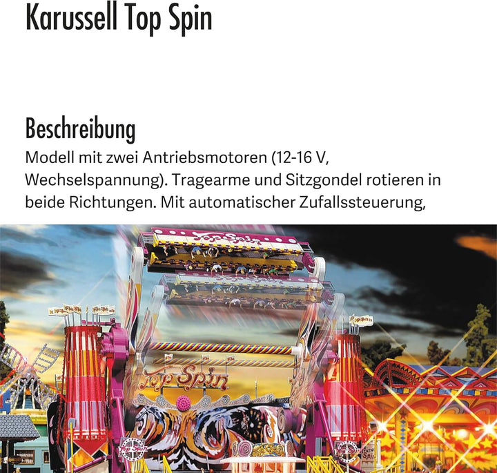 FALLER Karussell Top Spin Modellbausatz mit 374 Einzelteilen 240 x 240 x 214 mm I Modelleisenbahn Zu