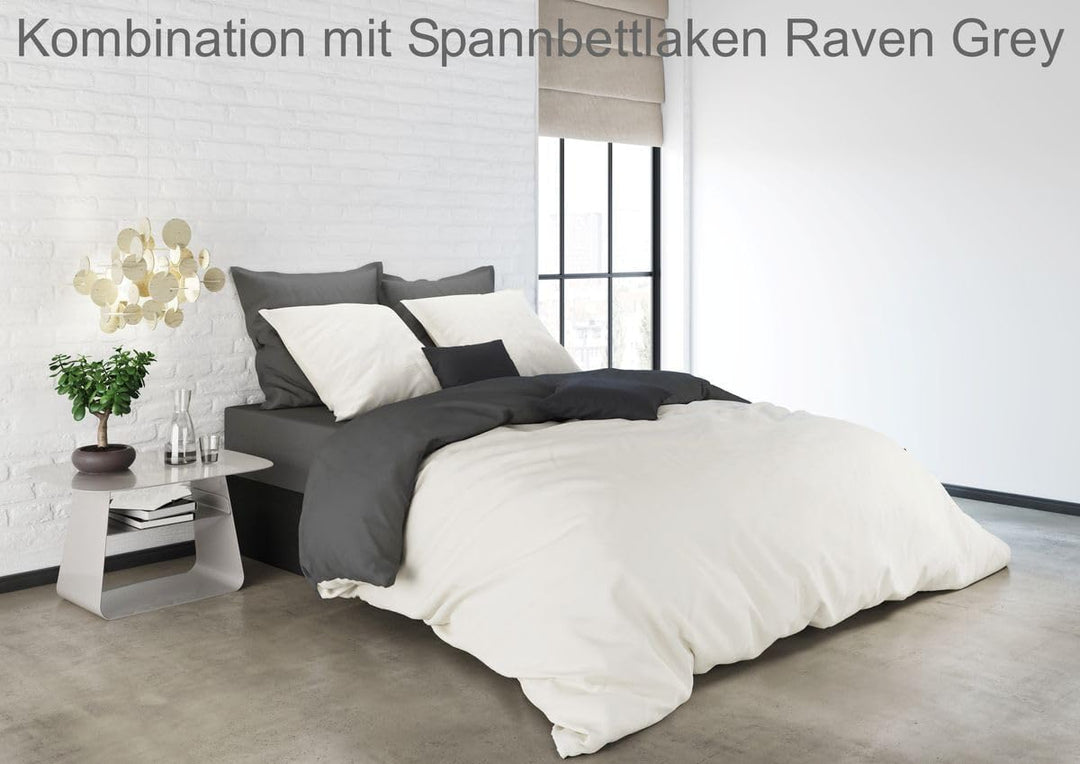 MISTRAL HOME Uni Einfarbig Wende Bettwäsche Edel Perkal 100% Ägyptische Baumwolle, Farbe:Pristine-Ra