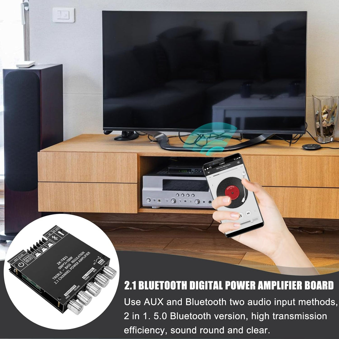 2x50W + 100W Bluetooth Verstärker Modul Hifi Stereo - 2.1 Audio Amplifier Board TPA3116D2, 2.1 Verst