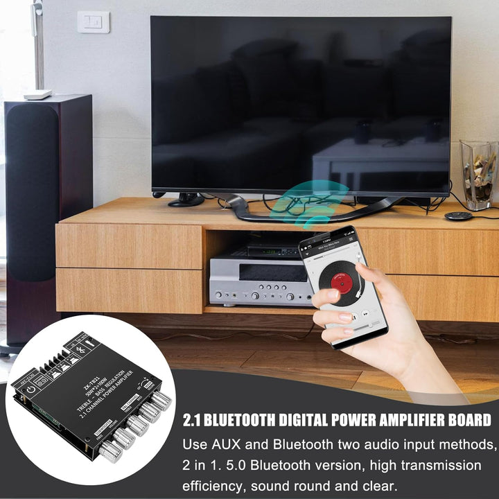 2x50W + 100W Bluetooth Verstärker Modul Hifi Stereo - 2.1 Audio Amplifier Board TPA3116D2, 2.1 Verst