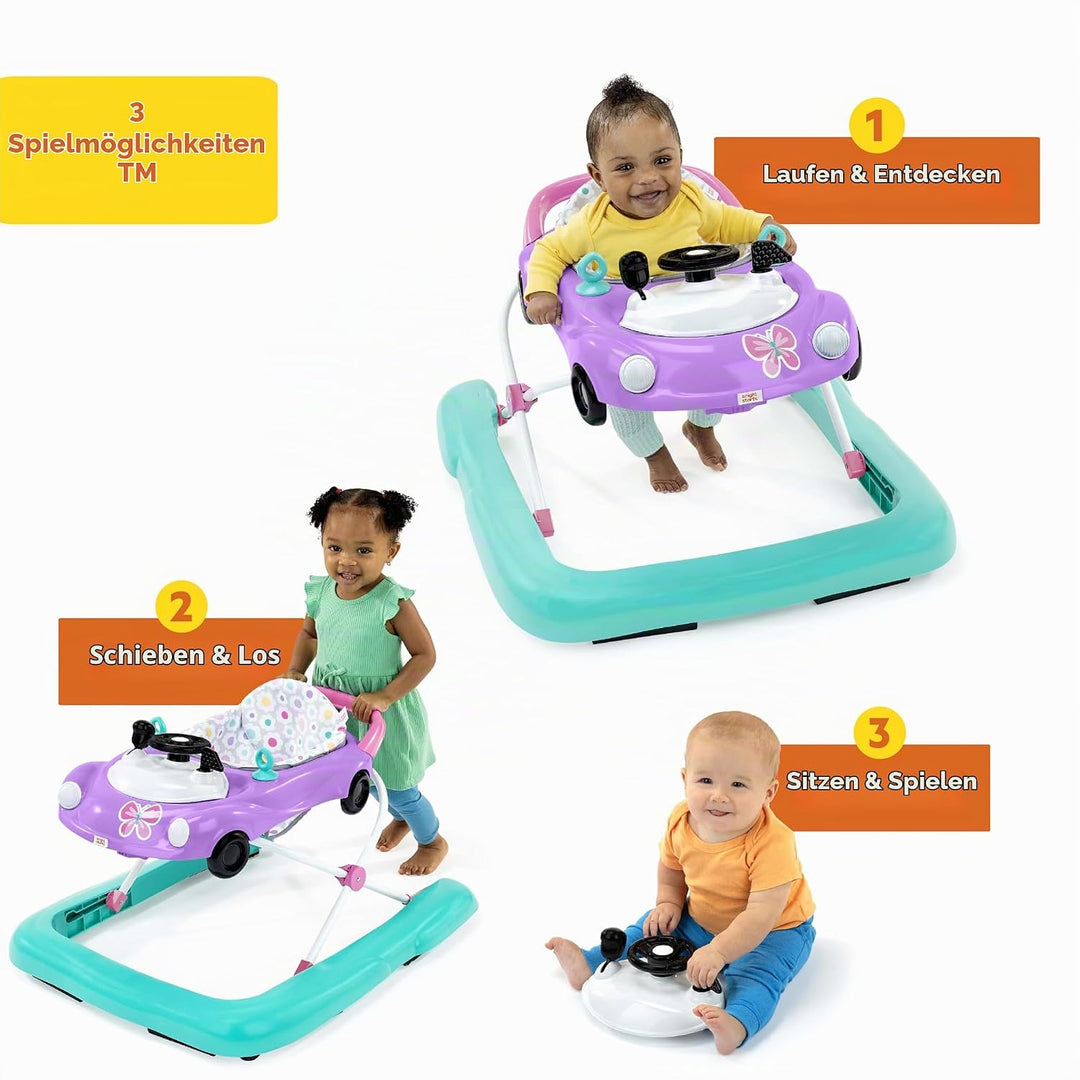 Bright Starts Little Speedster 3-in-1 Auto Lauflernhilfe, Lila Power, Baby Aktivitten-Lauflernhilfe