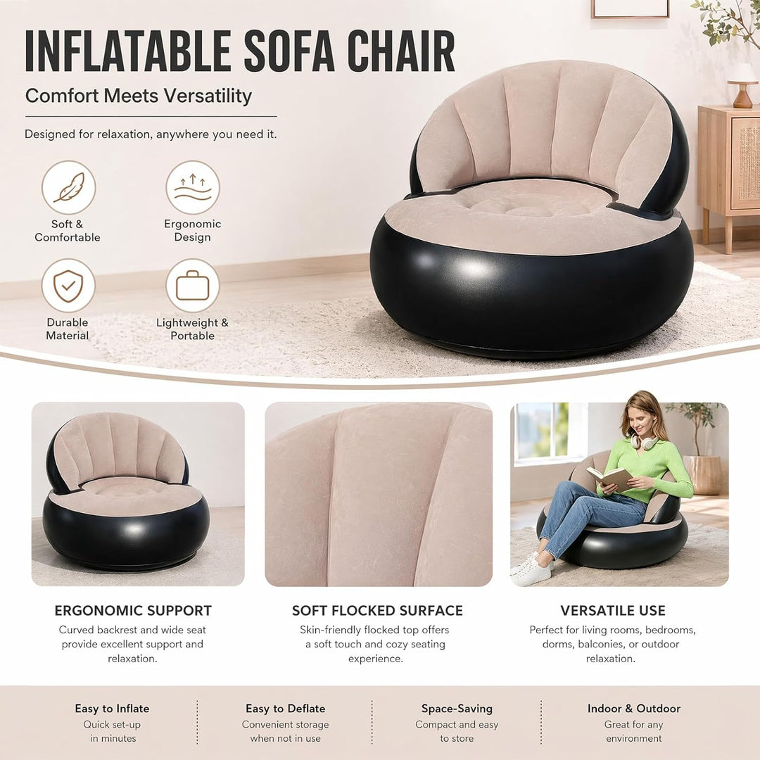 Yuragim Aufblasbares Sofa, Aufblasbares Luftsofa mit Luftpumpe, 77x58 cm | Aufblasbarer Sessel wasse