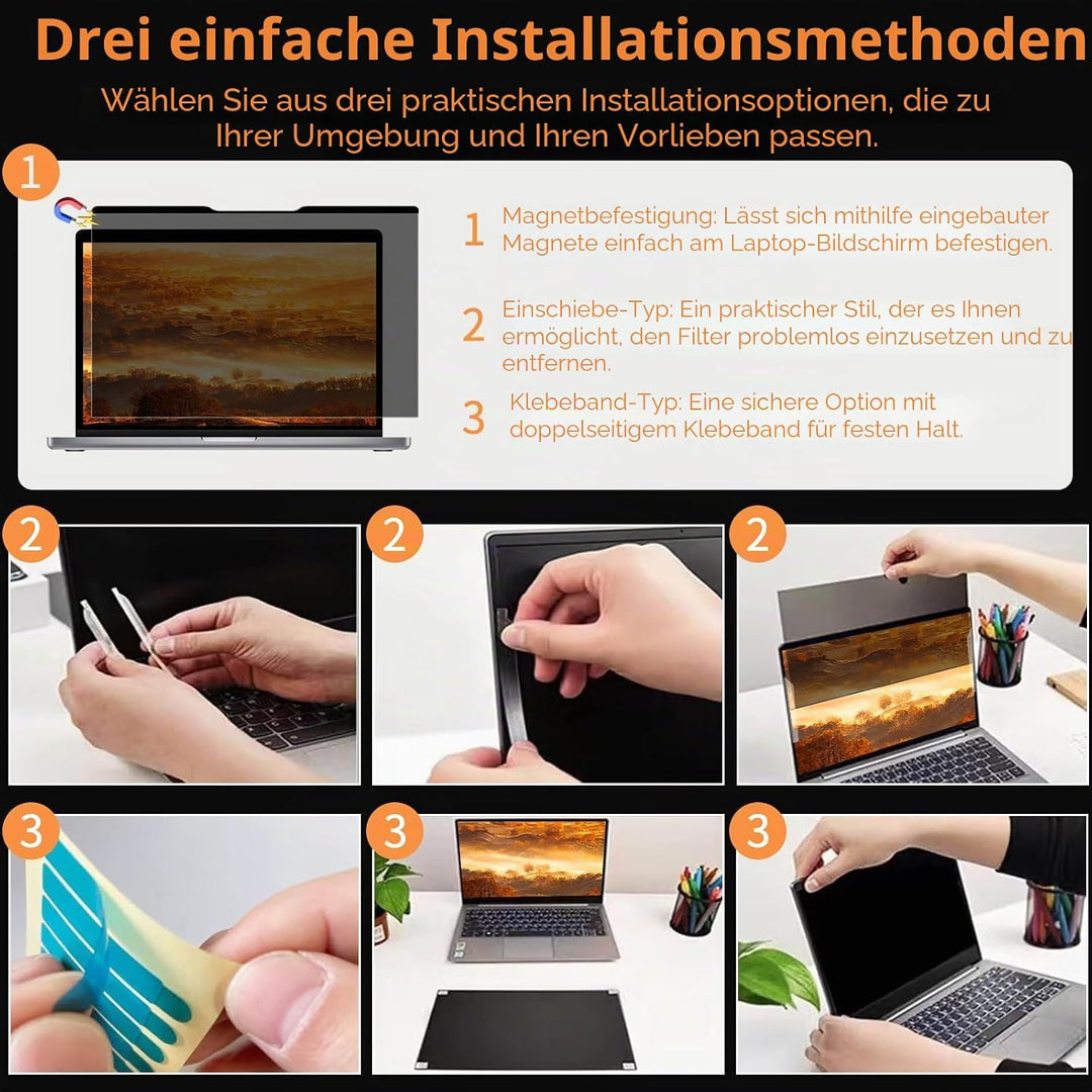 Laptop Magnetischer Monitor Blickschutzfilter für 14 Zoll 16:9, Abnehmbar Anti Glare, Anti Blaulicht