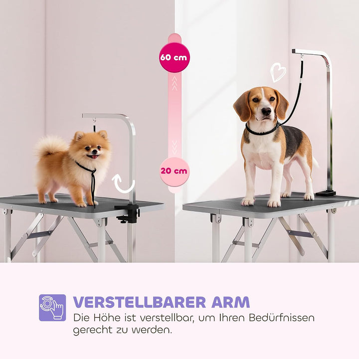 PawHut Trimmtisch klappbar Tierpflegetisch Schertisch Pflegetisch für Hunde Katzen Metall Schwarz 81