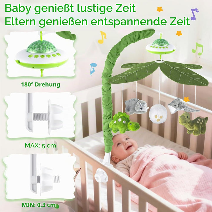 VZO Baby Mobile Babybett, Mobile Baby mit Musik und Projektion, Mobile Wickeltisch Baby Mobiles für