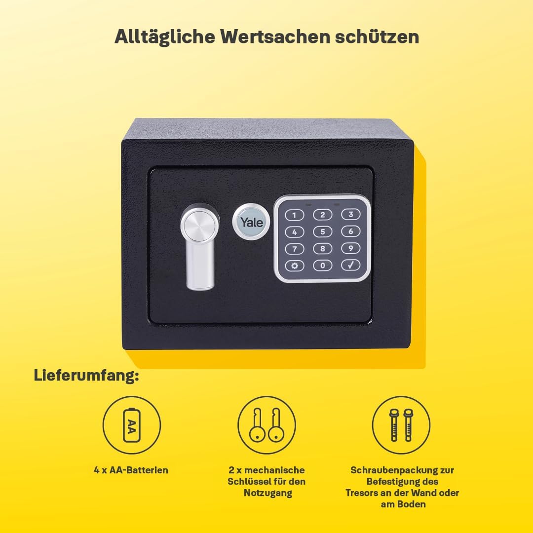 Yale Elektronischer Tresor - YSV/170/DB2 - Mini - Schwarz - Standardsicherheit Black Mini New Versio