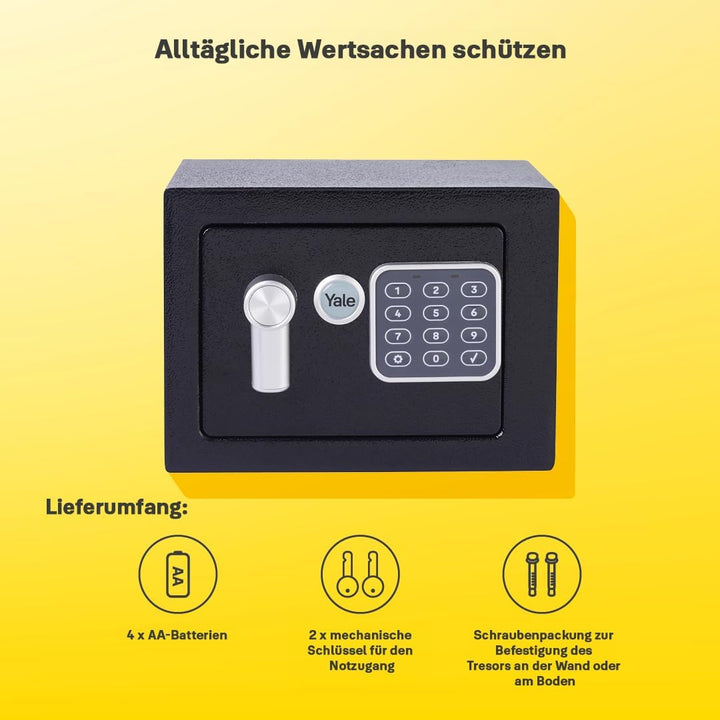 Yale Elektronischer Tresor - YSV/170/DB2 - Mini - Schwarz - Standardsicherheit Black Mini New Versio