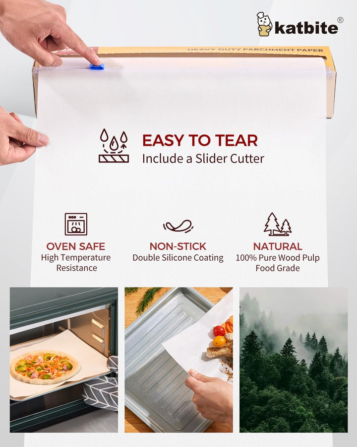 katbite Backpapier Rolle 38cm x 64m, Antihaft Pergament Papier (38 cm Breite - Rolle) 15in x 210ft -