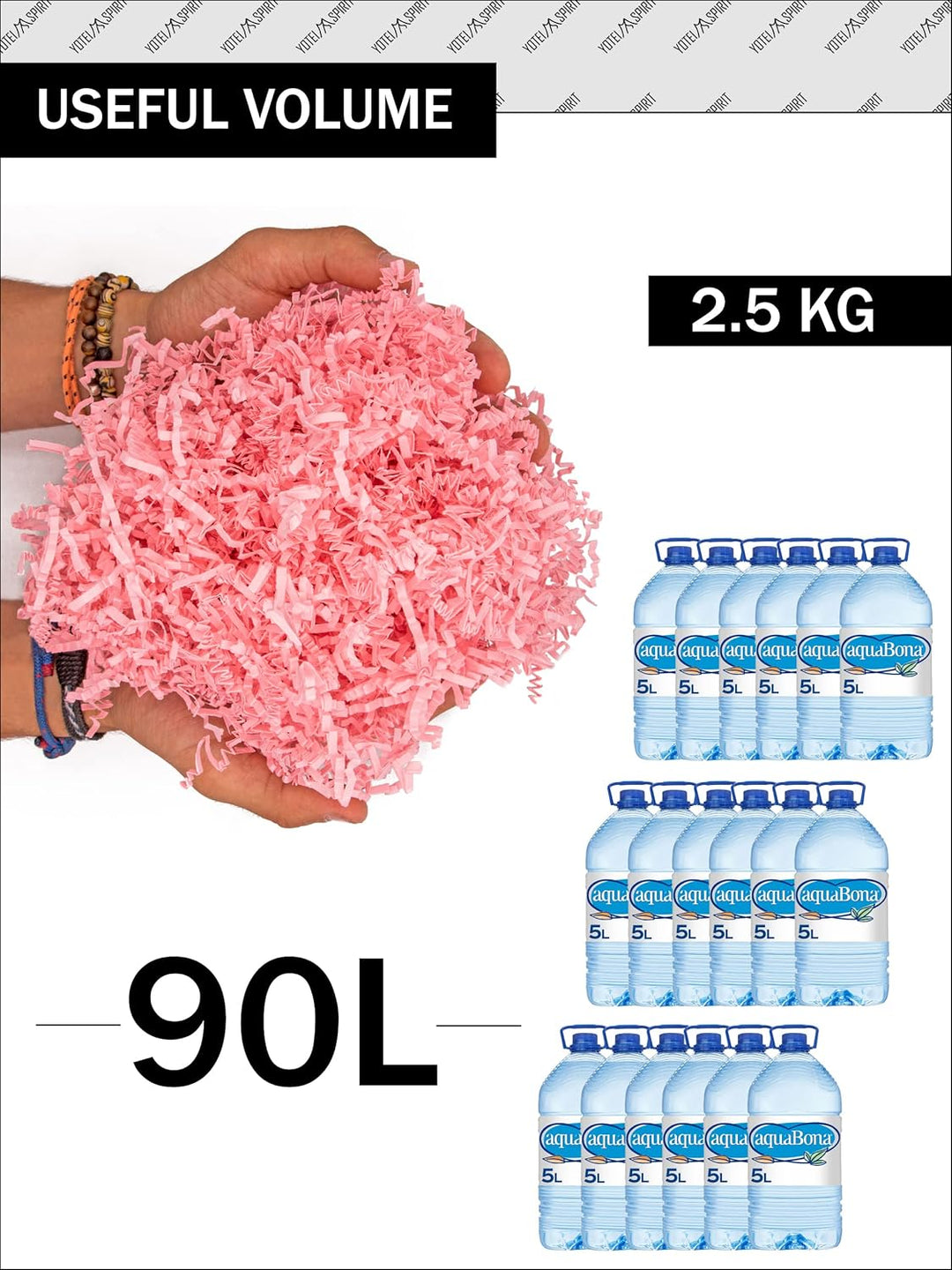 YOTEI SPIRIT® 2.5kg Geschreddertes Rosa Papier für Geschenkbox – Füllmaterial für Pakete, Körbe, Box