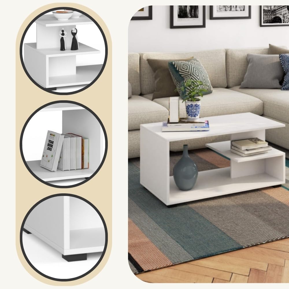 AKORD Couchtisch Holz | Pin 90 x 45 x 51 cm | Schrank für Wohnzimmer | Schlafzimmer Schrank | Minima