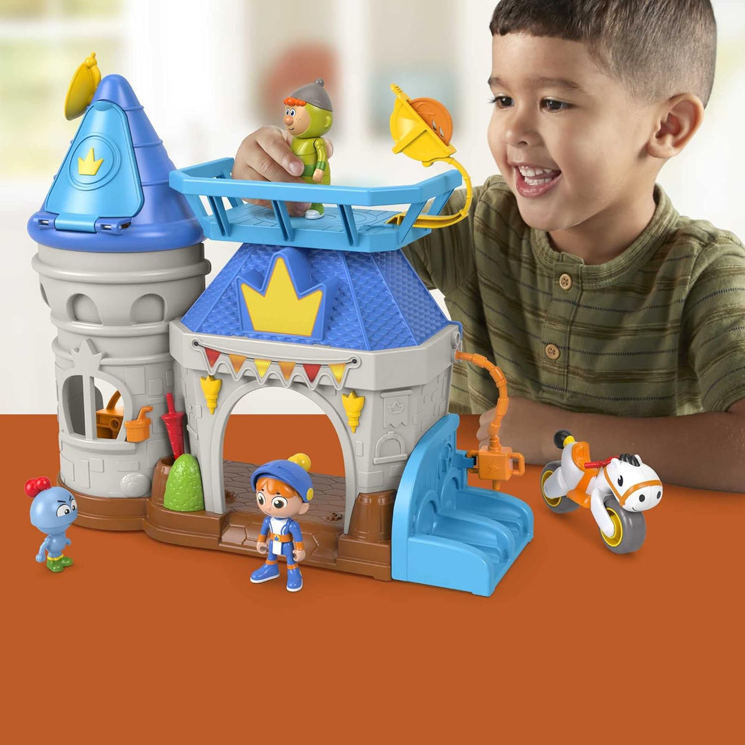 Fisher-Price Imaginext HGK33 - Gus der klitzekleine Ritter, Königreichsschloss-Spielset mit 3 Figure