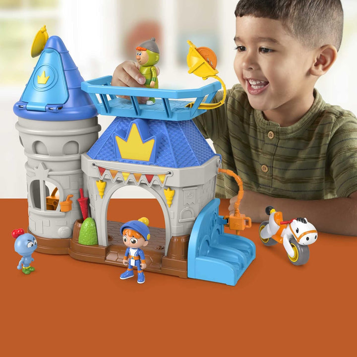Fisher-Price Imaginext HGK33 - Gus der klitzekleine Ritter, Königreichsschloss-Spielset mit 3 Figure