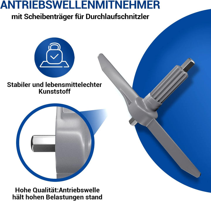 VIOKS Durchlaufschnitzlerflügel Ersatz für Bosch MUM Zubehör 10000314 Mitnehmer Achse für Küchenmasc
